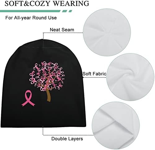 Розови панделки за подигнување на свеста дрво гравче меко топло топло целосна пуловер капа за череп капа за спиење за унисекс