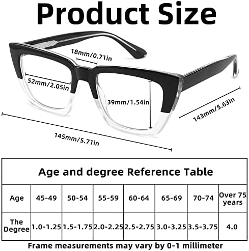 Mrbobmslee 3 пакува преголеми очила за читање за жени сина светлина блокирање стилски мачки за очи за очи за очила за очила за очила за дами со прилагодливи храмови