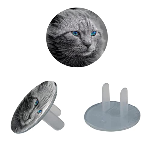 Cat Blue Eye Cute Pet Mep Outlet Plug Covers 24 пакувања - капаци за приклучок за безбедност на бебиња - трајни и стабилни -