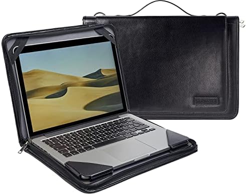 Бронел црна кожа лаптоп лаптоп кутија - компатибилен со HP Pavilion X360 14 -EK1012NA 14 Кабриолет лаптоп