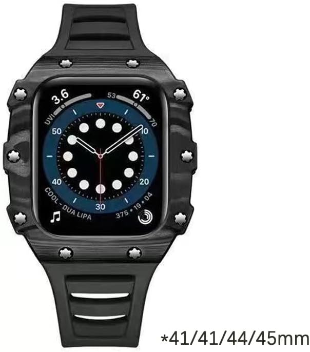 ТРДИБСК Силиконски Ремен за Apple Watch Band 40мм 44мм Јаглеродни влакна/Керамичка Рамка за iwatch серија 8 7 41мм 45мм Нараквица