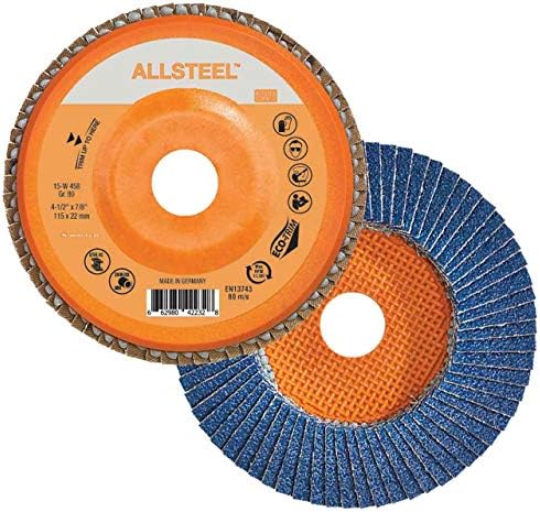 Волтер 15W458 4-1/2x7/8 AllSteel Flap Disc со Eco-Trim Поддршка од 80 решетки тип 27, 10 пакет