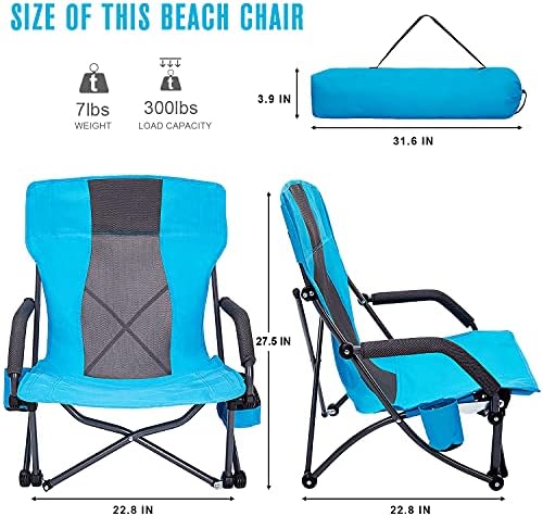 G4Free Low Sling Преклопување на плажа столици за кампување Компактен концерт на концерт лумбална поддршка за поддршка на фестивалот со торба за носење со торба за носење