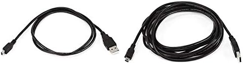 Monoprice 3-метри USB A до Mini-B 5Pin 28/28awg кабел црна и 10-метри USB A до Mini-B 5Pin 28/28awg кабел црн
