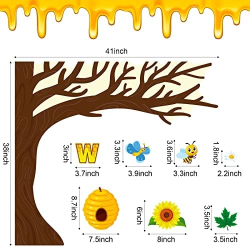 Зонон 123 парчиња сончогледни дрвја во училница, огласна табла поставена маргаритка, пролетни билтени, декорација кошница пчела, летни декор на сончоглед за детски ?
