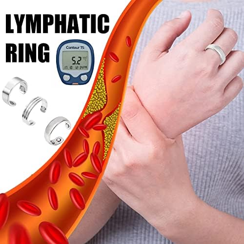Huasai 3 PCS Лимфен дренажен прстен за жени двојни лимфни прстени прилагодливи акупресурни прстени лимфни детоксични прстени