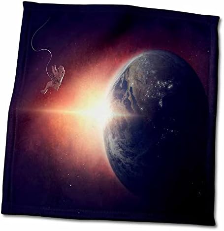 Простор од 3drose - Слика на астронаут надвор во вселената со Земјата - крпи
