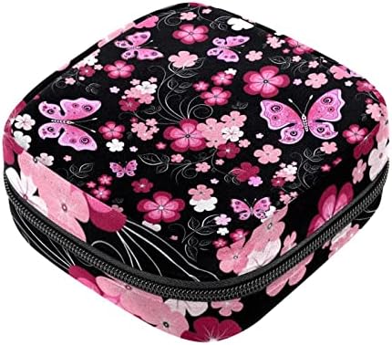 Санитарна торба за складирање на салфетка, цвеќиња и пеперутки менструална чаша торбичка, преносни санитарни салфетки влошки за чување торбички женски менструаци