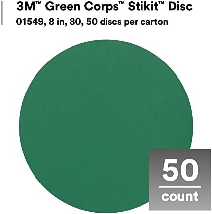 3М зелени корпус дискови за пескарење, 01549, без дупка, 8 во, 80+ одделение, пакет од 50 производствени дискови, за отстранување на облогата, метални површини, автоматско ?
