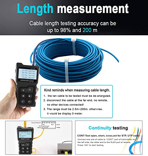 Noyafa NF-8209 Напреден мрежен кабелски тестер за тест POE/NCV/CAT5/CAT5E/CAT6/CAT6A, мерење на должината/тестирање на подземната телефонска