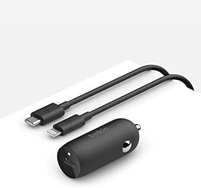 Belkin 20 Watt USB C Car Carger со брзо полнење за Apple iPhone 14, 14 Pro, 14 Pro Max, iPhone 13, 13 Pro, 13 Pro Max, Samsung Galaxy