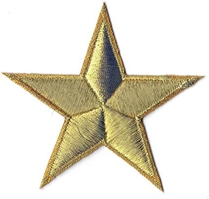 Прво, што било злато starвезда закрпи железо на мало извезено за капаче за кошула со кошула, ранец на фармерки со капакот на капакот на капакот околу 3,20х3,50 инчи A161