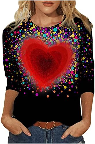 Валентин кошули за жени, врвови со тркалезни врат со долги ракави пулвер, hartубовни графички џемпери за двојки кошули врвови