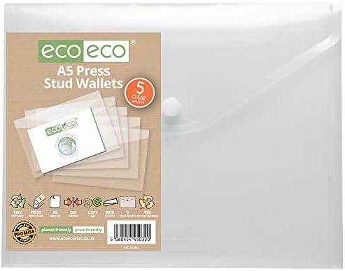 еко-Еко А5 50% Рециклиран Проѕирен Прес-Обетка Попер Паричник, Пластични Папки еко032х25