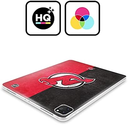 Дизајн на главни случаи официјално лиценциран NHL Half Distred New Jersey Devils Soft Gel Case компатибилен со Fire HD 10