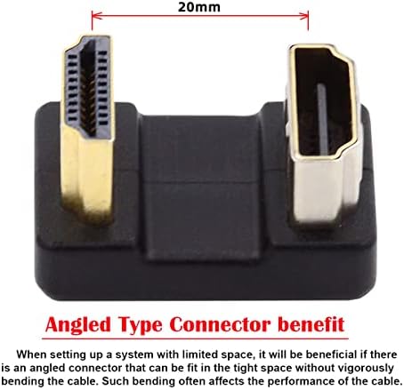 YC ° CY 4K кабел 360 степени нагоре во спротивност со обликот на грбот на задната страна од типот-A HDMI 1,4 машки до HDMI Femaleенски адаптер за проширување на адаптерот