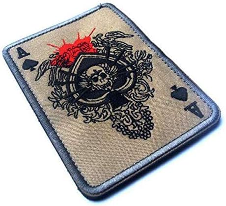 Ace of Spades Winged Skull Card 3D Tactical Patch Воен везена морална ознака значка извезена лепенка DIY Applie Applique Patch Patch Подарок за подароци