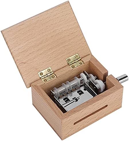 Дрвена музичка кутија со рачно размачкана од Slynsw DIY Music Box Parts Parts Подарок кутија со празно 7 парчиња празна хартиена лента и дупки за дупки за дупки за роденден