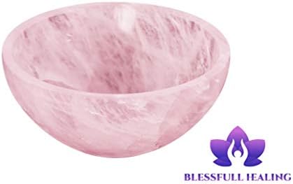 Блесното заздравување Рачно изработено врежан розов кварц камен Фенг Шуи Боул Духовен генератор на енергија Реики заздравување