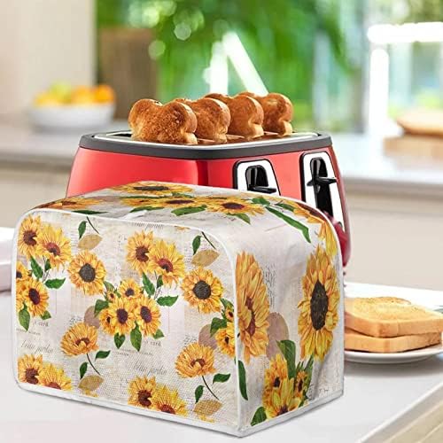 Coverоаифо гроздобер сончоглед тостер покритие 2 парчиња леб тостер печка за прав, водоотпорна кујна, мал апарат за капа, заштита од