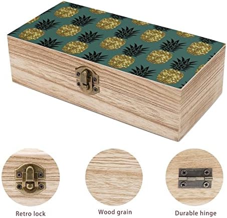 Nudquio ананас кутија за организатор на дрвени складишта со ретро заклучување за фотографии од накит за да ги чува декоративните подароци