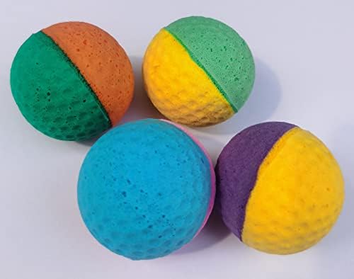 Ynfag 48 пакет пена топки за мачки за мачки ， фудбалски топки светли топки со сунѓер за голф со две бои за мачки