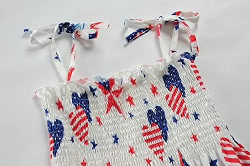 Девојчиња 4 јули Фустан Девојки Американско Знаме Облека Деца Патриотска Независност Меморијален Ден Фустан