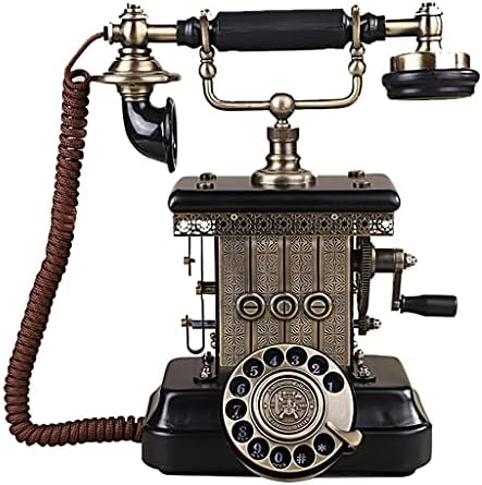 Антички телефон SJYDQ, класичен гроздобер телефон со земја Европска фиксна телефонска декоративна ротационен ден со висечки слушалки