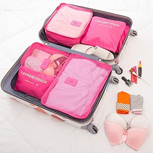 PPYU 6PCS Организатор за патувања Торби за преносни организатор на багаж - Складирање на облека, чорапи, козметика, производи за нега на