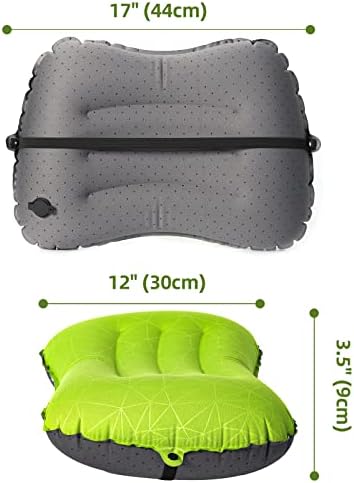 Перница за кампување Crisonky - Перница за надувување - Перници за патувања за ранец и авион, лумбална поддршка 2,0 перници за разнесување,