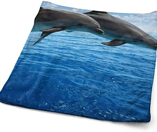 Две делфини пешкир микрофибер пешкир за гостински пешкири за куќи за купатило за пешкир со прсти со висока апсорпција