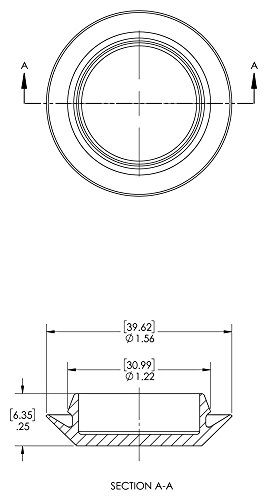 Caplugs 99190834 Копче приклучок со глави од типот, пластика, големина на дупка 1,16-1,20 , дебелина на метал .03-.08, BPF-1 3/16,