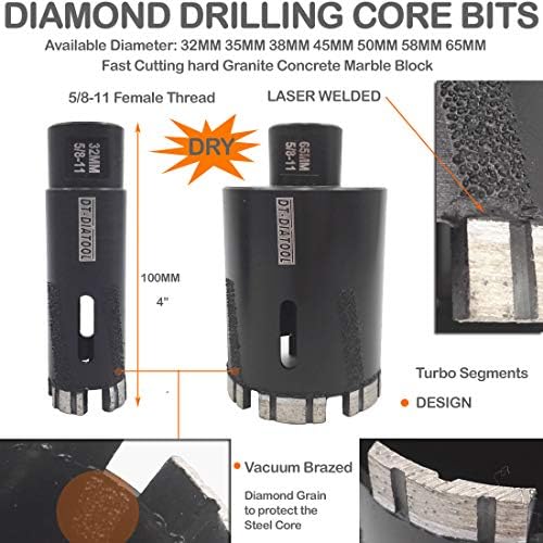 DT-Diatool Diamond Drible Core Pits Постави дијамант 32/35/45/50/65 mm-5 парчиња заварена дупка за заварена дупка со 5/8-11 арбор