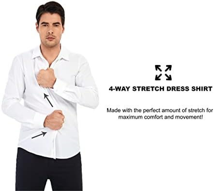 Самерм машка фустан кошула со брчки бесплатно влага од 8-насочно високо истегнување Супер меко случајно копче надолу кошули