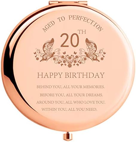 20-Ти Роденденски Подарок За Девојки Пренослив Компактен Огледало За Шминка Од Нерѓосувачки Челик Зад Вас Сите Ваши Спомени Пред