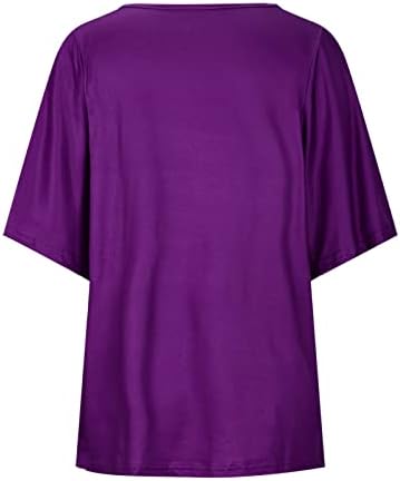 1/2 врвови за ракави за жени мода - женски блузи Симпатични летни врвови за жени околу печатење на вратот, обична маица блуза