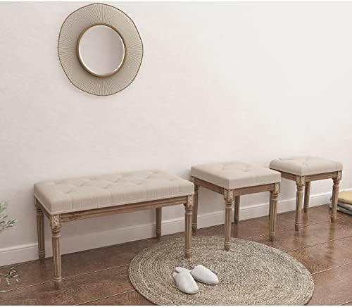 Јасунг суета столче тапацирана клупа седиште за просторија за шминка, гроздобер мала клупа за трпезариска клупа за трпезарија со затегната ткаенина за дневна соба