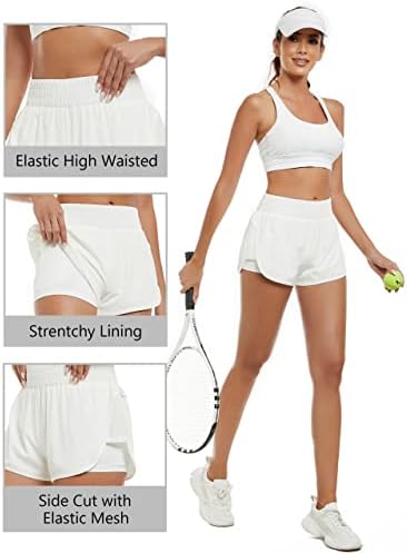 BMJL женски атлетски шорцеви со високи половини што трчаат со шорцеви летни шорцеви со внатрешен џеб