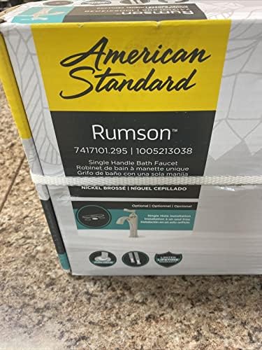 Американски стандард Румсон единечна дупка со една рачка за бања во четкан никел | Вклучен е удобен одвод за поп-ап
