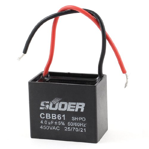 UXCELL CBB61 Поправка на кондензатор на делумно извршување на моторот, AC 450V, 4UF, 50/60 Hz, црна