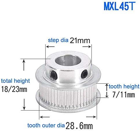 MXL-45T 12mm Bore 11mm Ширина на забот 2.032mm Timing Timing Remat Dright Pulley Синхроно тркало