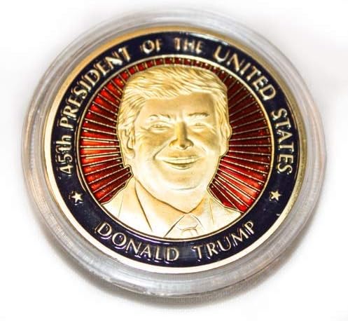Претседателот Трамп И Голем Печат Монети Во Дрво Кутија