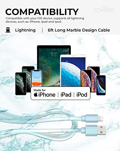Ликвипел Powertek Mfi Сертифициран Полнач Компатибилен За Apple iPhone, iPad, 6ft Кабел, Молња ДО USB Кабел Кабел, Брзо Полнење Молња Кабел,