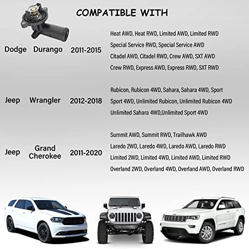 5184651AH Домување на термостат за 2011-2015 Dodge Durango 2011-2020 Jeep Grand Cherokee 2012-2018 Jeep Wrangler, Termostat на ладење на