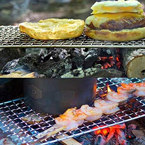 Zipseven Camping Bushcraft Rankpacker Grill Grill, заварен од не'рѓосувачки челик за готвење решетки за готвење висока јачина на отворено решетка за кампување, пешачење и ранец со торба з