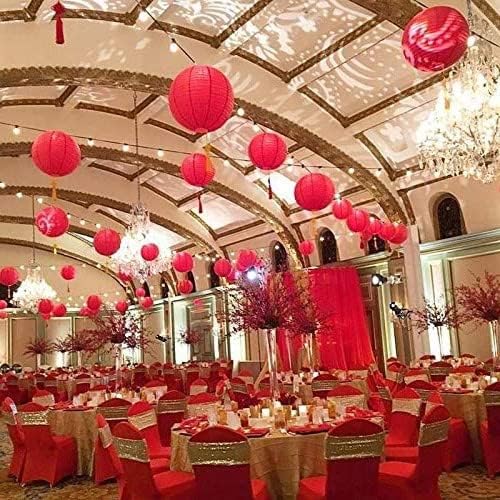 Еден фенер што виси црвени хартиени фенери Декоративни материјали 12 парчиња Кинеска јапонска хартија за хартија за бебе туш роденденска забава за забава Пензиони?
