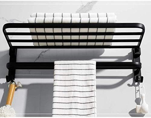 Пол за складирање на YGCBL ， решетката за пешкири за преклопни полици за бања Организатор за туширање црн тоалет wallид монтиран простор за