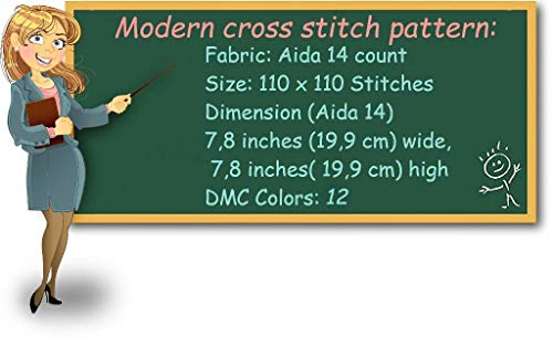 Cross Stitch Models PDF, симпатичен дизајн на Cross Cross Stitch за почетници, лесен модерен преброен едноставен графикон за вкрстени бод, материјали не се вклучени!