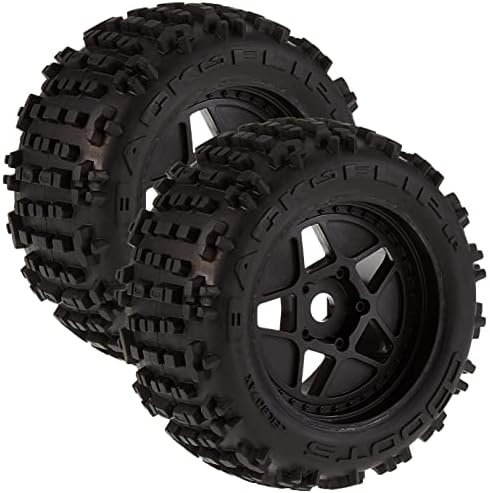 Arrma Backflip LP 4S 3,8 RC гуми со камиони со вметнувања од пена, монтирани на црни тркала со повеќекратна работа: AR550050