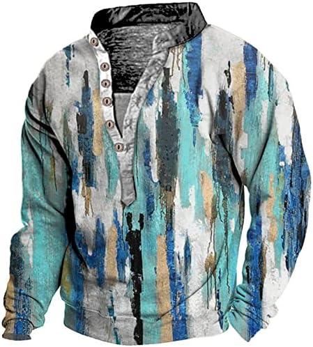 2023 Ново копче за мажи со долги ракави маица во боја на отворено шема на боја племенски врвот лабав вклопувачки летни кошули